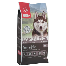 Blitz Adult LAMB & RICE Sensitive (ягненок и рис) корм для взрослых собак всех пород,15 кг